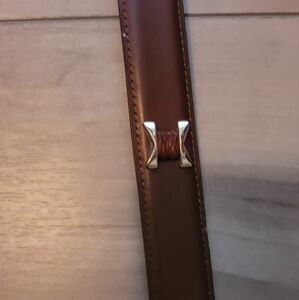 Brown Leather Belt with Silver Buckle